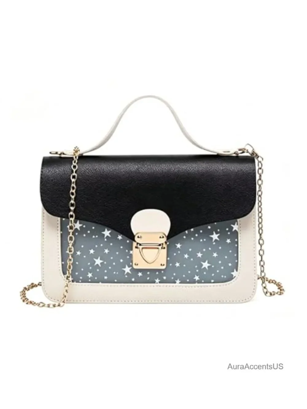 Mini Crossbody Bag with Detachable Chain Strap Faux Leather